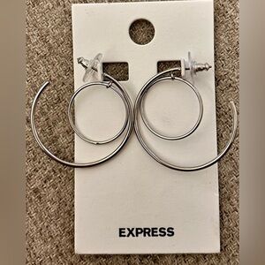 Express Silver Dangle Hoop Earrings 1.5” E15